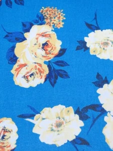 Blue Rose Floral Chiffon Fabric Semi Sheer Apparel Fabric Abstract By the Yard - Picture 1 of 2