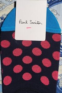 Chaussettes italiennes Paul Smith homme no show taches lumineuses marine + mocassin en coton rose F309