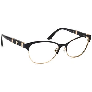 Versace Eyeglasses MOD. 1233-Q 1366 Black/Gold Cat Eye Frame Italy 53[]17 140 - Picture 1 of 8