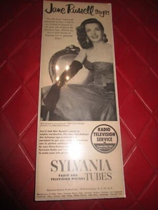 De colección JANE RUSSEL Dice: SYLVANIA RADIO & TELEVISION TUBES Revista AD - AÑOS 40 - Imagen 1 de 1