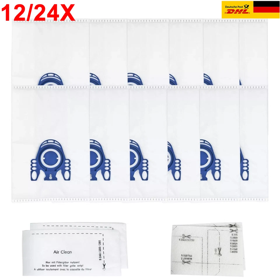 MARKENLOS 12/24x Staubsaugerbeutel Classic C1, Complete C2, C3 für Miele Staubbeutel GN