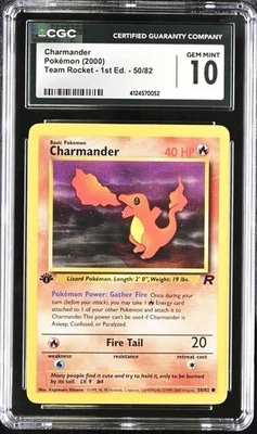 🔥🔥🔥 CGC 10 2000 1st Edition Team Rocket Charmander 50/82 Poekmon Card - Image 1 of 2