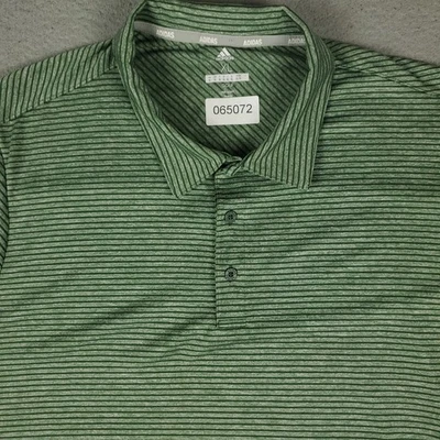 Adidas Polo Shirt Mens Size XL Green Striped Golf Casual Short Sleeve - Image 1 of 4