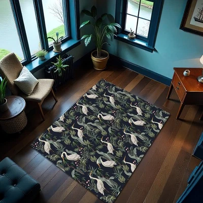 Alfombra de cigüeña y plantas suave antideslizante lavable alfombra para sala de estar de vivero Foto 1 de 4