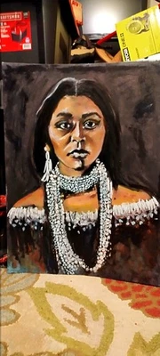 Pintura al óleo de retrato de nativos americanos* hecha por nativos Foto 1 de 4