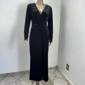 VTG Seventh Ave 8 Maxi Velvet Faux Wrap Dress Gown Whimsigoth Witchy Goth Y2K - Picture 1 of 15