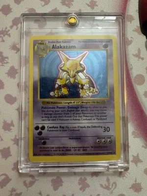 1999 Pokemon Base Set Alakazam HOLO Shadowless Card 1/102 LP+ *1 Owner* Clean! - Image 1 of 4