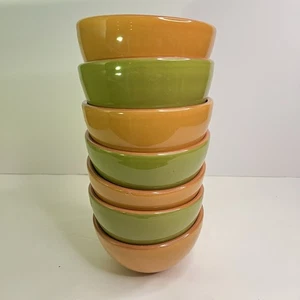 7er Set Bobby Flay BF Plancha Steingut Schalen orange grün Portugal rustikal - Bild 1 von 11
