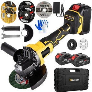 21V 125mm Brushless Cordless Angle Grinder Cutter w/ 2 Battery & Carry Box &Disc - Picture 1 of 21