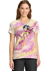 Wonder Woman Cherokee Scrubs Tooniforms DC Comics V Neck Top TF626 DMGY - Picture 1 of 6