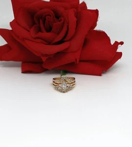 14 Karat Gold Zirkonia Ehering Set 6,32 g Ringgröße 7,5 KATZENRETTUNG - Bild 1 von 3