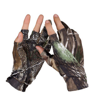Anti-slip Fishing Gloves 3 Fingerless Waterproof Sun Protection Camo Fish Gloves