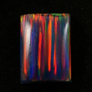 Cabujón baguette de ópalo de fuego negro 15x11 mm 5 quilates piedra preciosa suelta australiana - Imagen 1 de 4