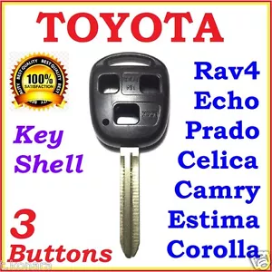 For Toyota Remote Key Shell / Case Corolla Camry Prado RAV4 Echo Estima 3 Button - Picture 1 of 5