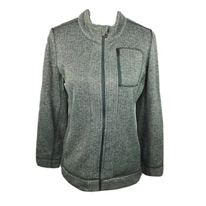 MNY Andrew Marc New York Jacket Women Size Medium Knit Sweater Black Herringbone - Picture 1 of 7