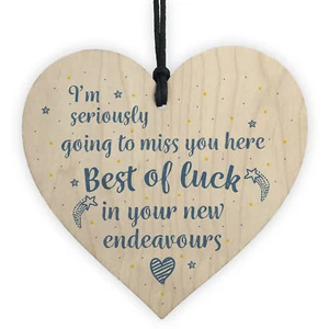 Best of Luck Colleague Wood Heart Leaving Gift New Job Thank you Friendship Gift - Picture 1 of 8