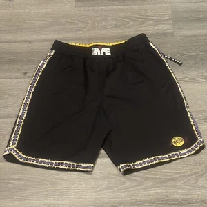 Two Hype NBA LAB 90's Kente Dunk LA Lakers Basketball Shorts Black Sz XL New - Picture 1 of 12