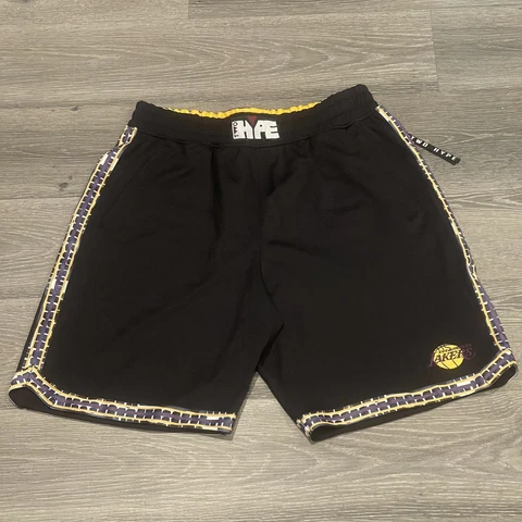 Two Hype NBA LAB 90's Kente Dunk LA Lakers Basketball Shorts Black Sz XL New Cover