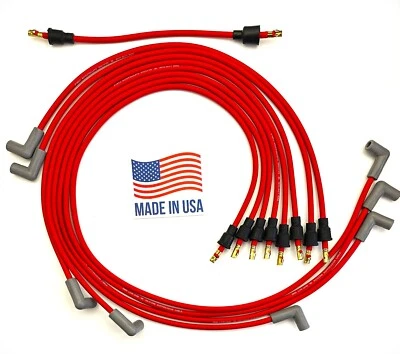 Bloque pequeño Chevy 327 350 400 rojo 8 mm bujía cables debajo del escape, tapa de puntos Foto 1 de 4