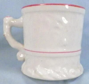Shaving Mug White Ironstone Pink Luster Bands Antique - Picture 1 of 6