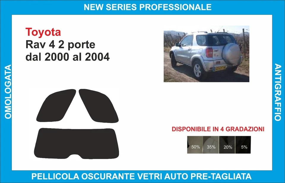 pellicole oscuranti vetri pre-tagliata Toyota Rav 4 2p dal 2000-04 kit post - Imagen 1 de 1