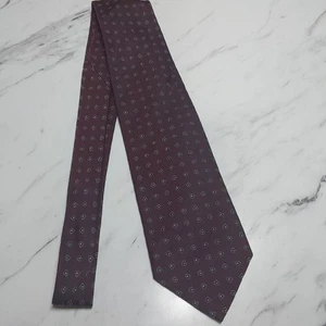 ERMENEGILDO ZEGNA HOMBRE 100% SEDA CORBATA CUELLO PÚRPURA GEOMÉTRICA ITALIA 60"x3.75" - Imagen 1 de 4
