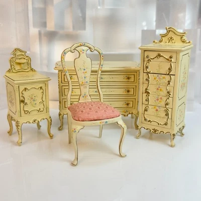 4Pc Dollhouse Miniature Hand Painted Furniture Lot Bespaq 1:12 Scale YN20 - Image 1 of 4