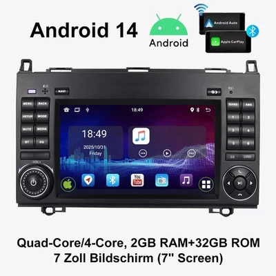 7" CarPlay für Mercedes Benz Vito Viano Autoradio GPS Navigation BT 4-Core 2+32G - Bild 1 von 4