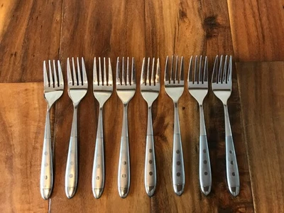 Juego de 8 tenedores de ensalada de acero inoxidable Hampton Silversmiths LACOUPOLE ESMERILADOS 6 7/8" Foto 1 de 4