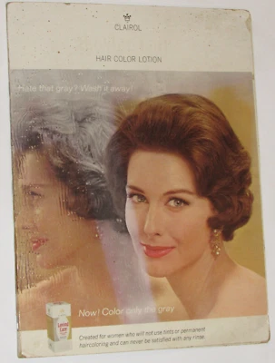 VTG 1964 CLAIROL HAIR COLOR LOTION ADVERTISING BEAUTY SHOP DISPLAY! COLOR PICS! - Image 1 of 4