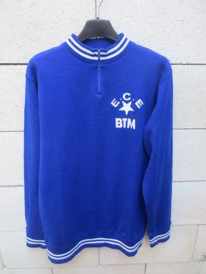 VINTAGE Maillot cycliste E.C.E BTM bleu manches longues cycling shirt camiseta L - Photo 1/3