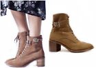 Urban Outfitters 7 Brown Suede Combat Boot Lace Up Buckle $110
