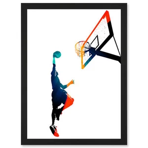 Basketball Jump Hoop Ball Dunk Sport A4 Framed Wall Art Print - Picture 1 of 21