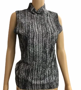Karen Kane Women’s Higth Neck Tank Top Black & White Sleeveless XL - Picture 1 of 7