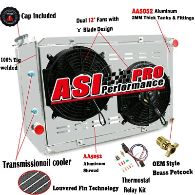 Ventilador de cubierta de radiador de 3 filas para Ford Mustang Fairlane Cougar Mercury Marquis 69-73 Foto 1 de 4