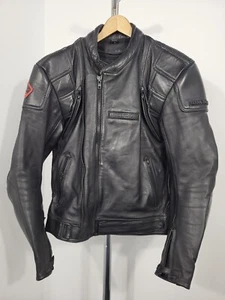 Frank Thomas Defender Leather Motorcycle Biker Jacket Black Vintage Size 40 UK - Picture 1 of 24