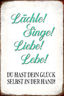 Holzschild 18x12 L&#228;chle Singe Liebe Lebe Gl&#252;ck Wand Deko Bar Kneipe Sammler Gesc