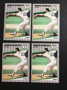 1989 Fleer #7 DENNIS ECKERSLEY - 4 CARDS LOT - NM-MINT 4845