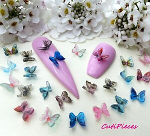 Nail Art "Butterflies" Multi Colour Fluttering 3D Butterfly Embellishments Craft