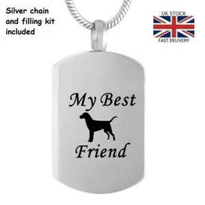 Pet Dog My Best Friend Cremation Urn Pendant Ashes Necklace Funeral Memorial UK - Picture 1 of 6