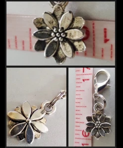 Mini Sacred Lotus Flower Silver Clip Charm pendant purity body speech Mind Yoga - Picture 1 of 5
