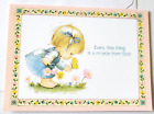 Vintage Greeting Card Blank Morehead Blessed are Ye Girl Butterfly Flowers