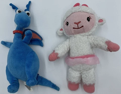 🏝️Stuffy The Dragon and lambie Disney Just Play Doc McStuffins Plush 8” lot Cover