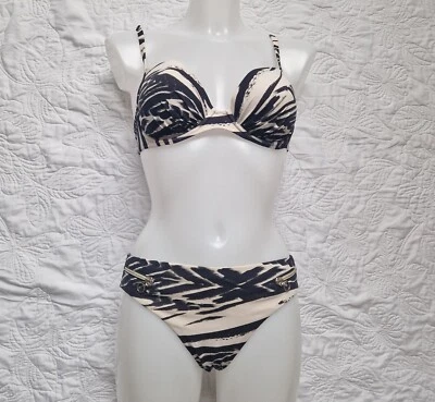 Maryan Mehlhorn Safari bikini in cream and black zebra print. Size 12 C Foto 1 de 4