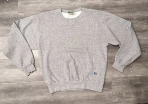 Vintage LL Bean Russell Athletic Gray Crewneck Sweatshirt USA Made Medium Tall - Picture 1 of 7