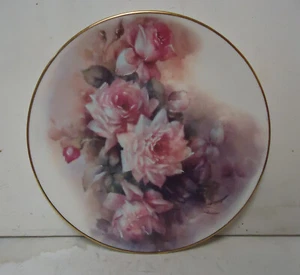 early 20th century porcelain plate pink florals and gold gild edge - Picture 1 of 5