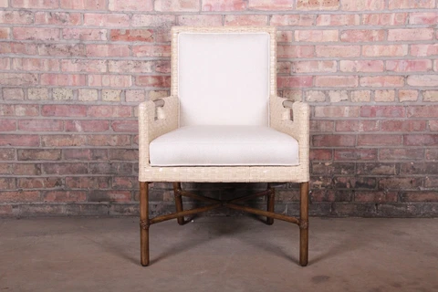 McGuire Organic Modern Woven Bamboo Rattan and Hardwood Lounge Chair Cover