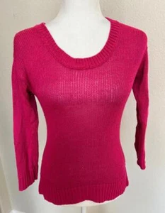 RALPH LAUREN womens XS bright pink acrylic knit scoop neck lightweight sweater - Picture 1 of 3