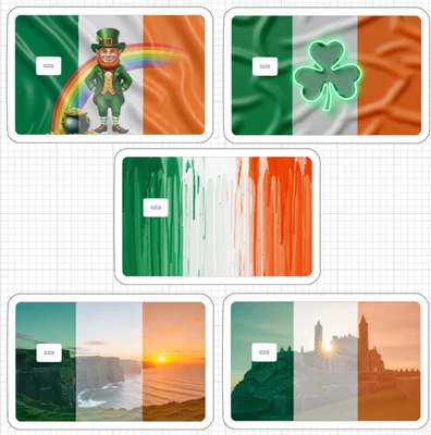 Bandera irlandesa débito de crédito tarjeta de cajero automático peinado pegatina arte cultura Irlanda Europa oro EE. UU. Foto 1 de 4