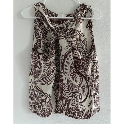 Camiseta sin mangas Joie para mujer mediana marrón crema seda cachemira carrera evento tranquilo lujo Foto 1 de 4